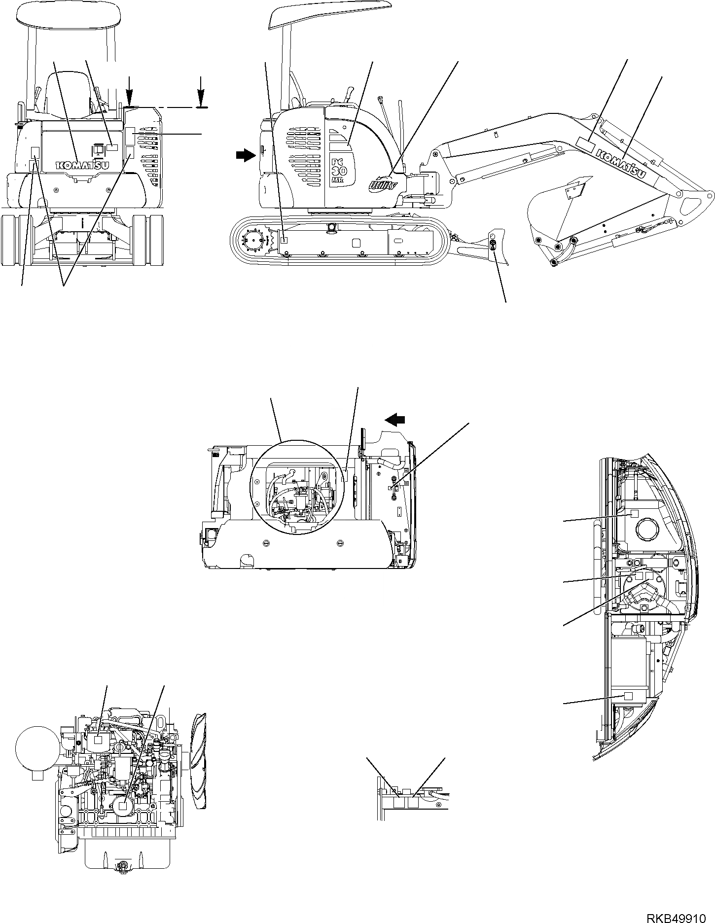Схема запчастей Komatsu PC30MR-2 - МАРКИРОВКА (НАВЕС) (/) МАРКИРОВКА
