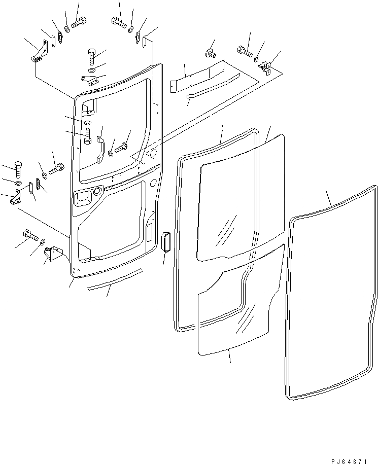 Схема запчастей Komatsu PC30MRX-1 - КАБИНА (/) (ДВЕРЬ /) КАБИНА ОПЕРАТОРА И СИСТЕМА УПРАВЛЕНИЯ