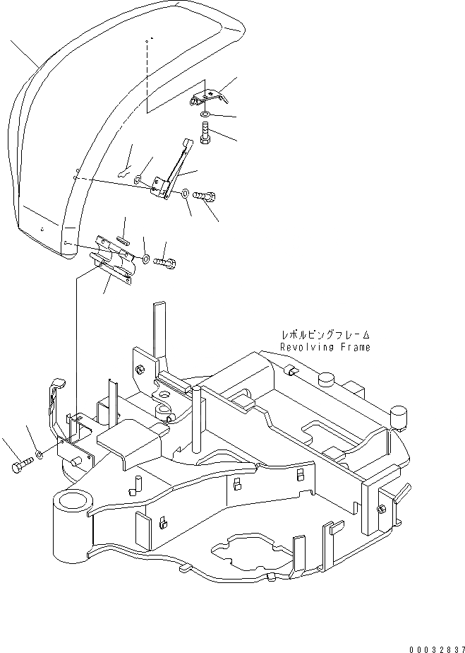 Схема запчастей Komatsu PC30MRX-1 - ПЕРЕДН. COVER(№-) ЧАСТИ КОРПУСА