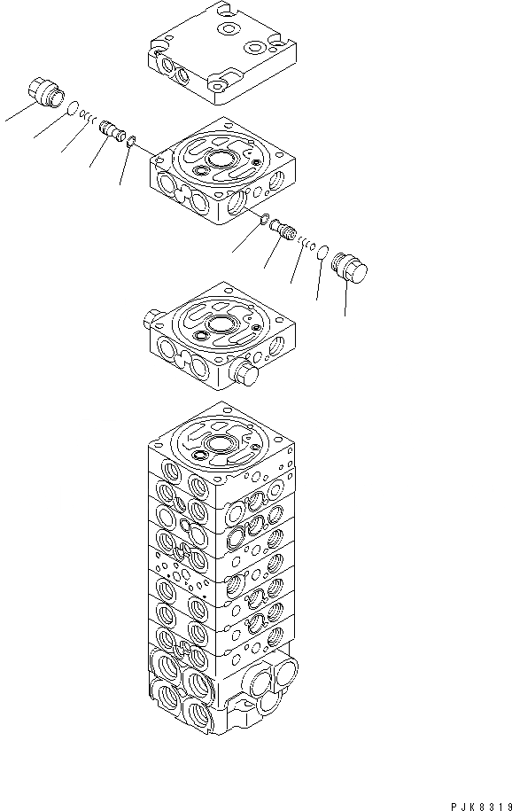 Схема запчастей Komatsu PC30R-8 - ОСНОВН. КЛАПАН (-КЛАПАН) (9/9) ОСНОВН. КОМПОНЕНТЫ И РЕМКОМПЛЕКТЫ