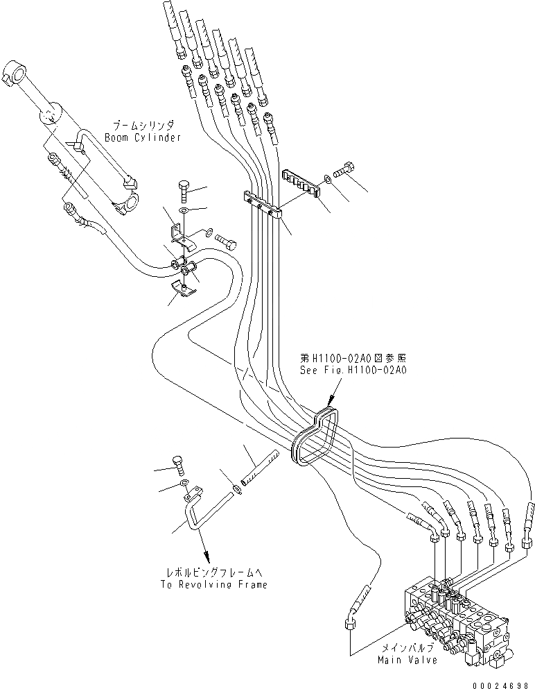 Схема запчастей Komatsu PC30UU-3 - ЛИНИЯ АКТУАТОРА (/) (КРЕПЛЕНИЕ ШЛАНГОВ)(№9-) ГИДРАВЛИКА