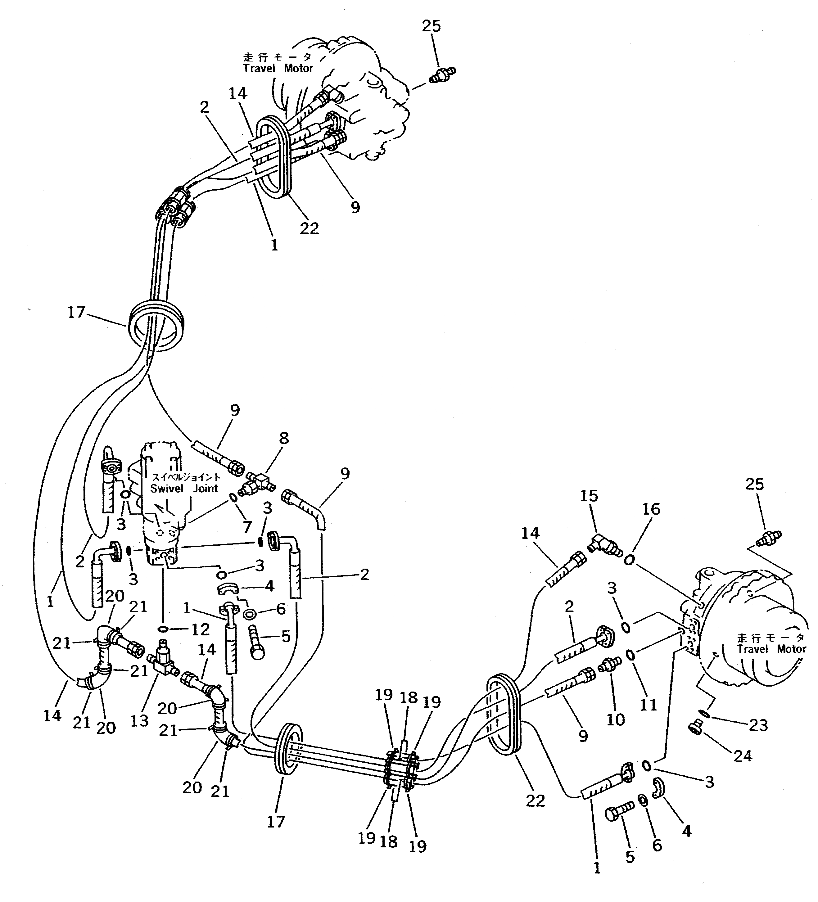 Схема запчастей Komatsu PC310-5 - ХОД ТРУБЫ ХОДОВАЯ