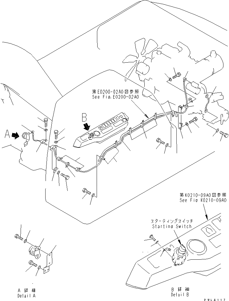 Схема запчастей Komatsu PC340-6K - ЭЛЕКТРОПРОВОДКА (/) (СТАРТЕР И Э/ПРОВОДКА ПЕРЕКЛЮЧАТЕЛЯ)(№K-) ЭЛЕКТРИКА