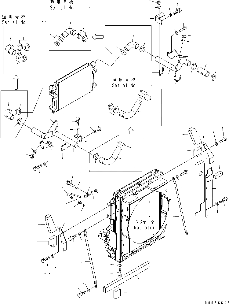 Схема запчастей Komatsu PC340LC-7K - ОХЛАЖД-Е (ТРУБКИ ПОСЛЕОХЛАДИТЕЛЯ И ВОЗД. ЛИНИЯ ОХЛАЖДЕНИЯ)(№K9-) СИСТЕМА ОХЛАЖДЕНИЯ
