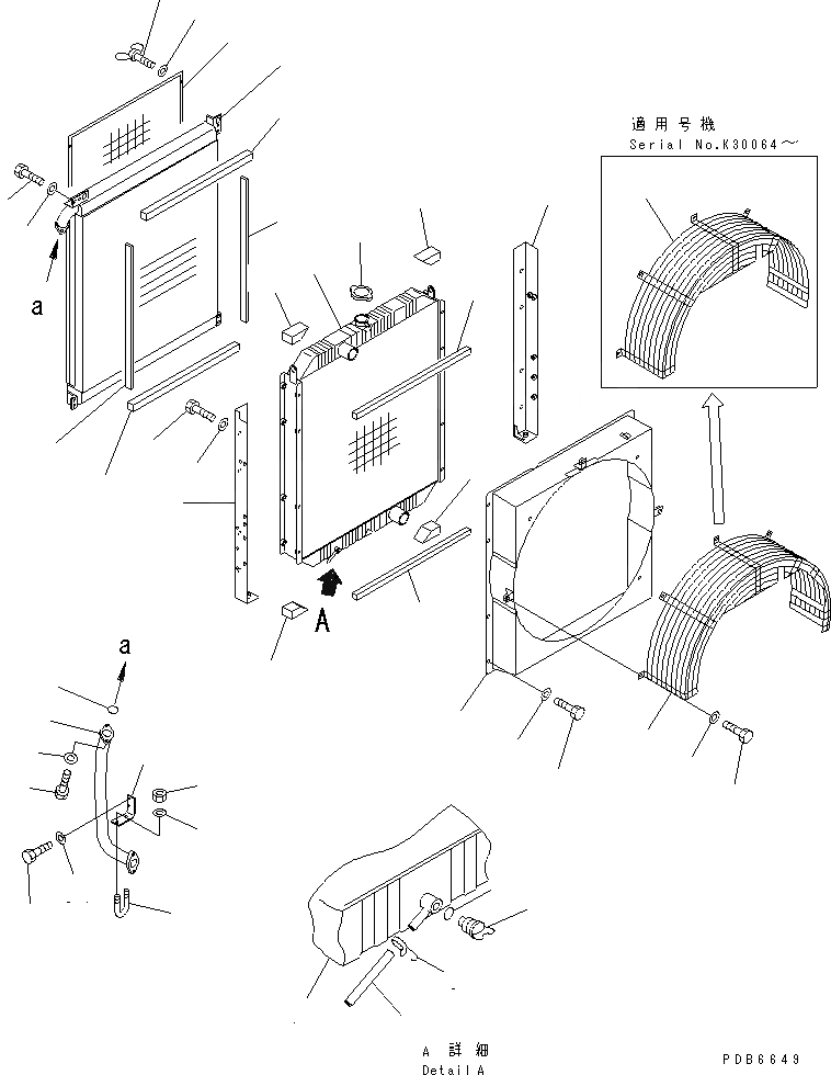 Схема запчастей Komatsu PC340LC-6K - ОХЛАЖД-Е (РАДИАТОР И МАСЛООХЛАДИТЕЛЬ)(№K-K999) СИСТЕМА ОХЛАЖДЕНИЯ