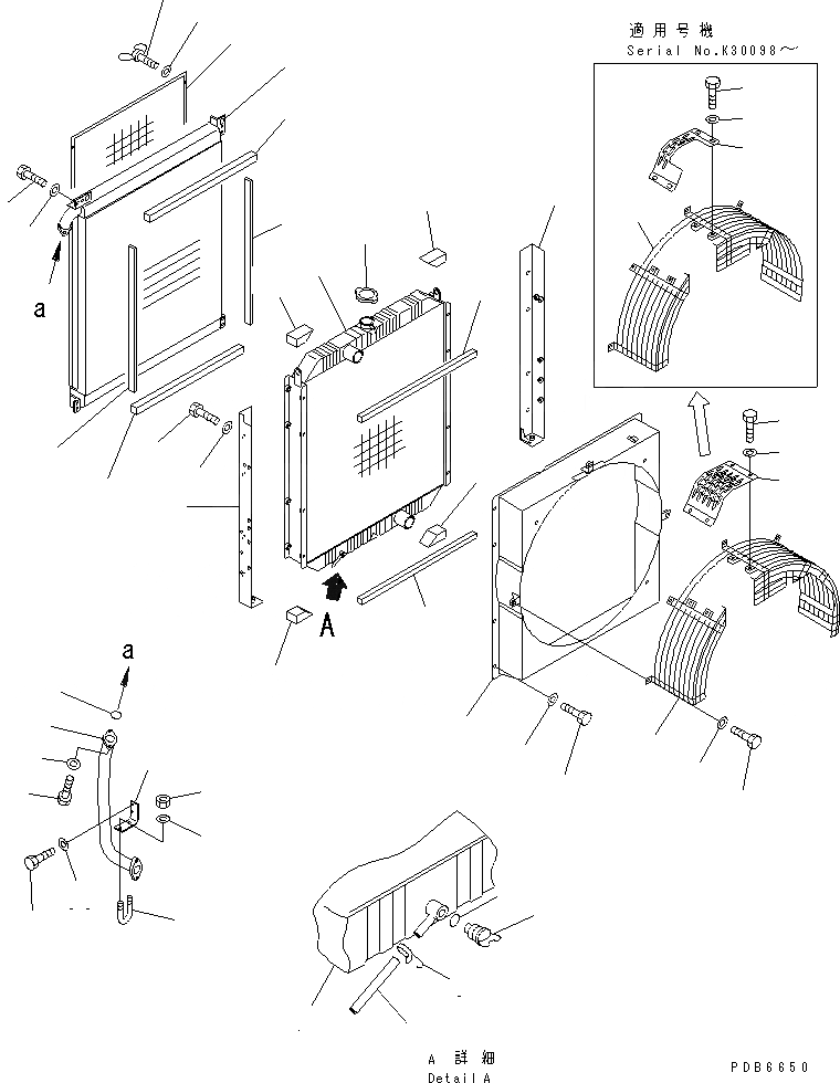 Схема запчастей Komatsu PC340LC-6K - ОХЛАЖД-Е (РАДИАТОР И МАСЛООХЛАДИТЕЛЬ) (С КОНДИЦИОНЕРОМ)(№K-K999) СИСТЕМА ОХЛАЖДЕНИЯ