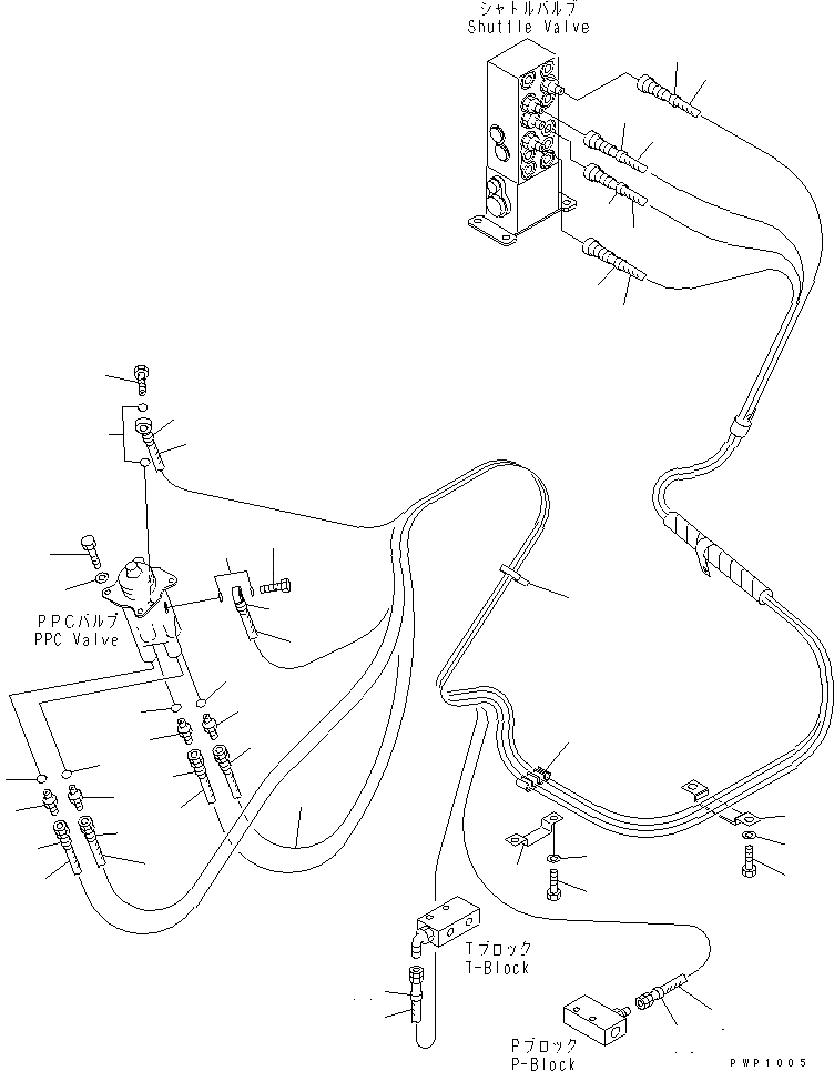 Схема запчастей Komatsu PC340LC-6K - P.P.C. РАБОЧАЯ ЛИНИЯ (ПАТРУБКИ ПРАВОЙ СТОЙКИ)(№K-) КАБИНА ОПЕРАТОРА И СИСТЕМА УПРАВЛЕНИЯ