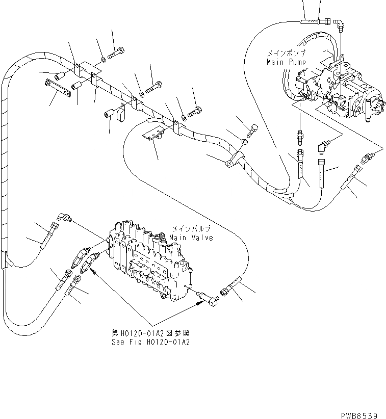 Схема запчастей Komatsu PC340LC-6K-J - LS ЛИНИЯ (ИЗ НАСОСА В КЛАПАН) ( АКТУАТОР)(№79-) ГИДРАВЛИКА