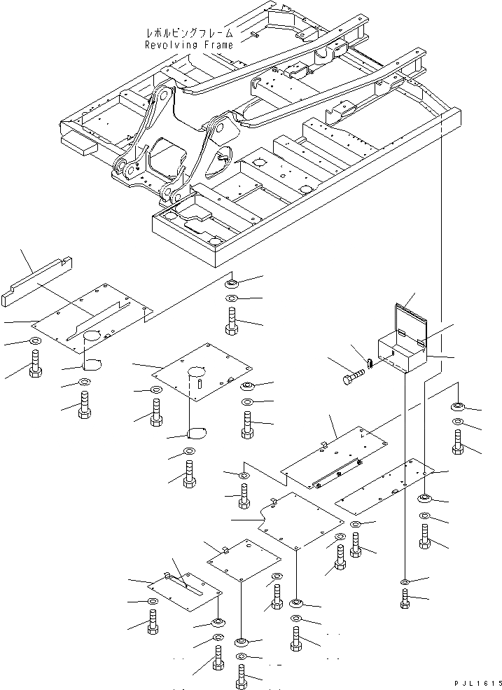 Схема запчастей Komatsu PC340LC-6K-J - НИЖН. КРЫШКА (ОСНОВНАЯ РАМА) ЧАСТИ КОРПУСА