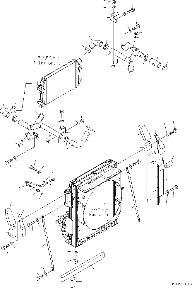 Схема запчастей Komatsu PC340NLC-7K - ОХЛАЖД-Е (ТРУБКИ ПОСЛЕОХЛАДИТЕЛЯ И ВОЗД. ЛИНИЯ ОХЛАЖДЕНИЯ)(№K-K8) СИСТЕМА ОХЛАЖДЕНИЯ