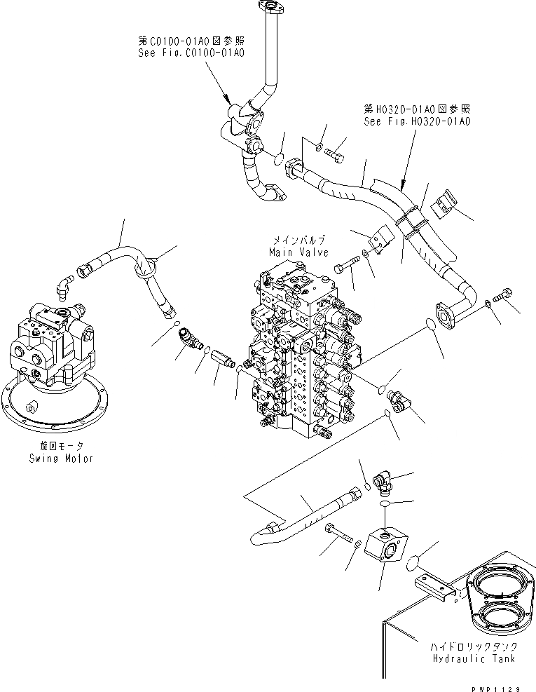 Схема запчастей Komatsu PC340NLC-7K - ВОЗВРАТ. ЛИНИЯ(№K-K87) ГИДРАВЛИКА