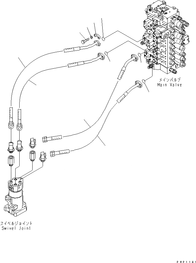 Схема запчастей Komatsu PC340NLC-7K - ЛИНИЯ ХОДА ГИДРАВЛИКА