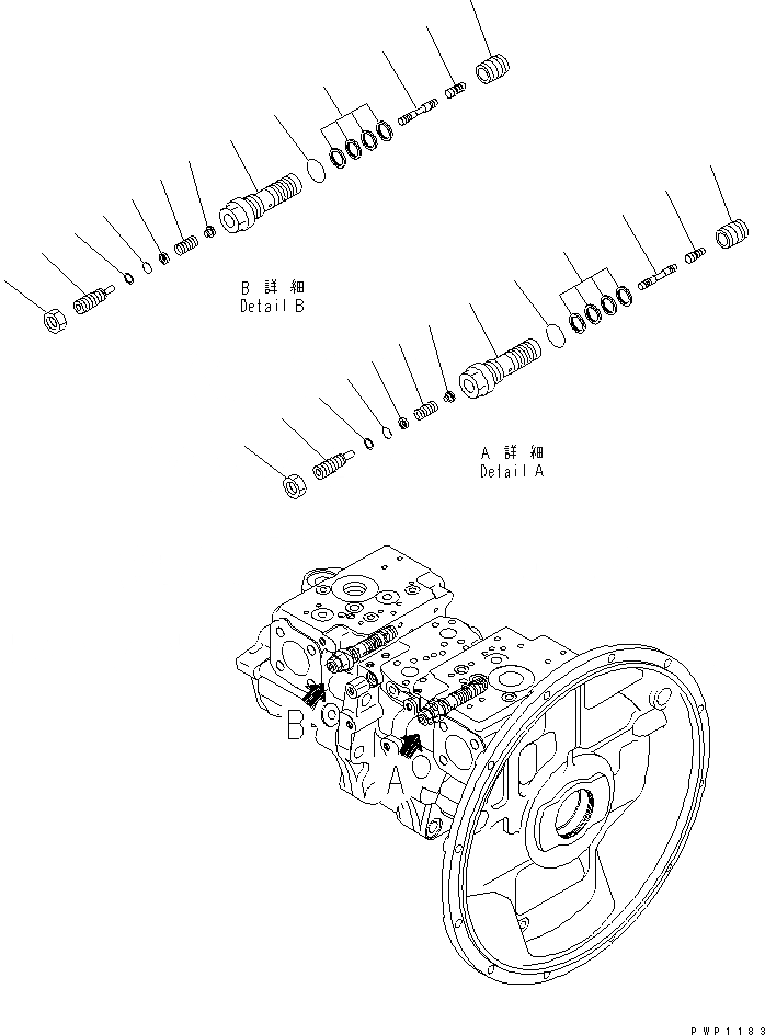 Схема запчастей Komatsu PC340NLC-7K - ОСНОВН. НАСОС (/) ОСНОВН. КОМПОНЕНТЫ И РЕМКОМПЛЕКТЫ