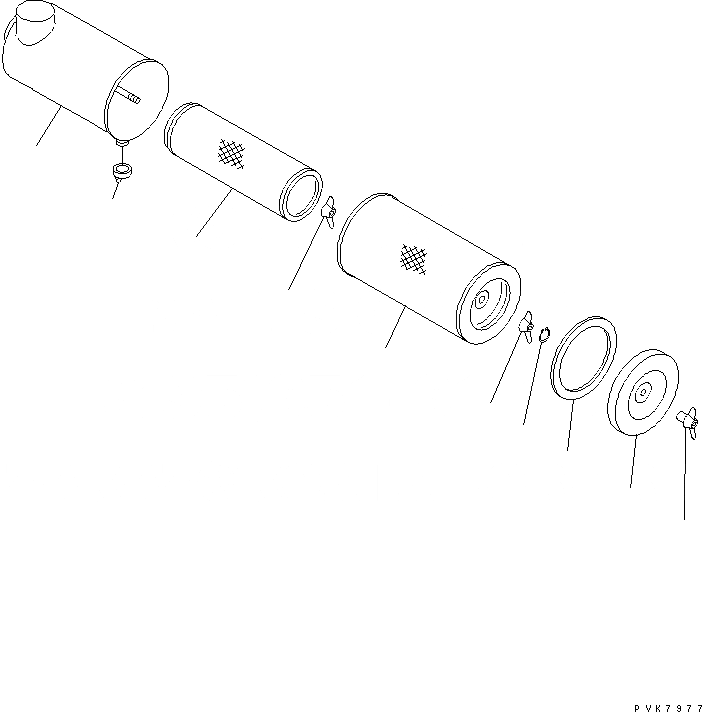 Схема запчастей Komatsu PC340NLC-6K - ВОЗДУХООЧИСТИТЕЛЬ (ВНУТР. ЧАСТИ) КОМПОНЕНТЫ ДВИГАТЕЛЯ