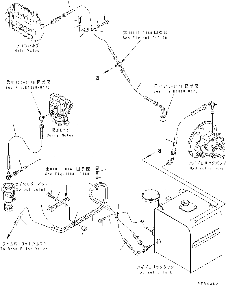 Схема запчастей Komatsu PC340NLC-6K - ВОЗВРАТН. ЛИНИЯ ГИДРАВЛИКА