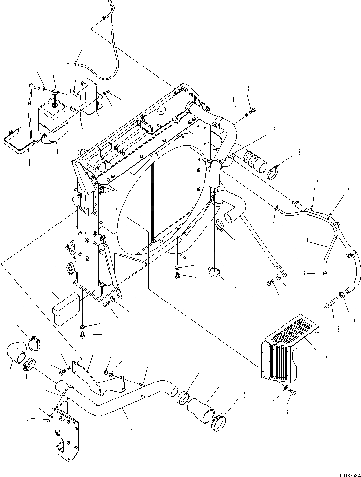 Схема запчастей Komatsu PC340NLC-7K-E0 - ОХЛАЖД-Е (ВОЗД. ЛИНИЯ ОХЛАЖДЕНИЯ И AND ВТОРИЧН. БАК) СИСТЕМА ОХЛАЖДЕНИЯ