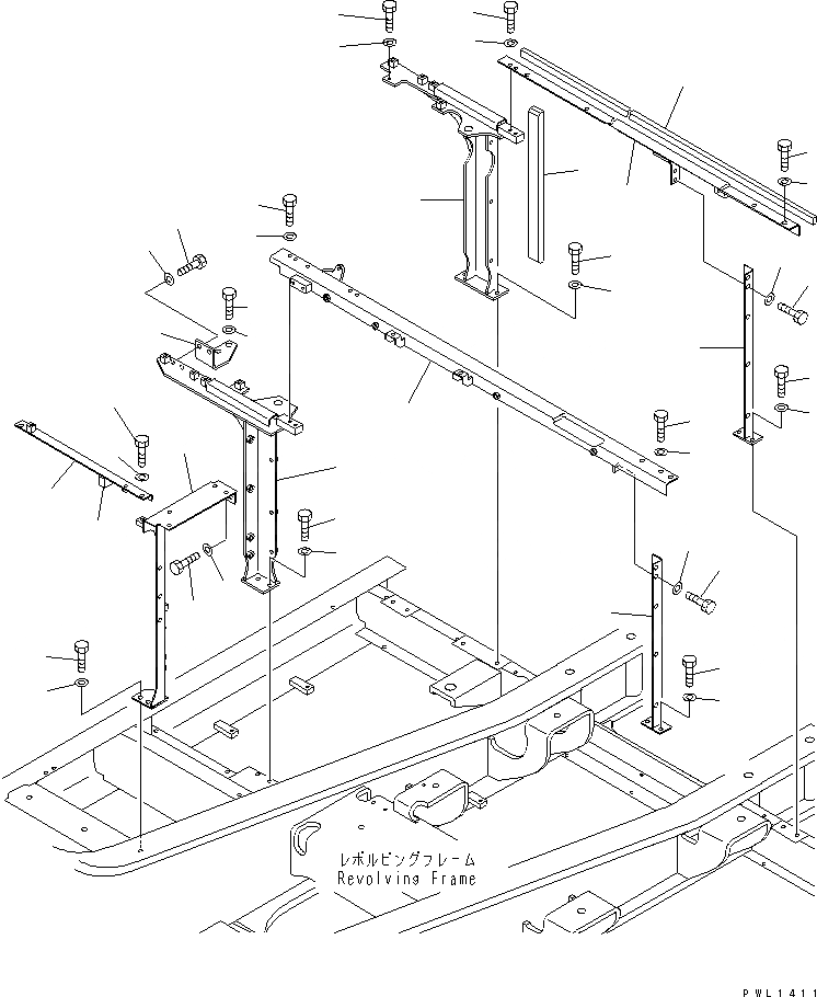 Схема запчастей Komatsu PC340NLC-6 - РАМА (КАБИНА) ЧАСТИ КОРПУСА