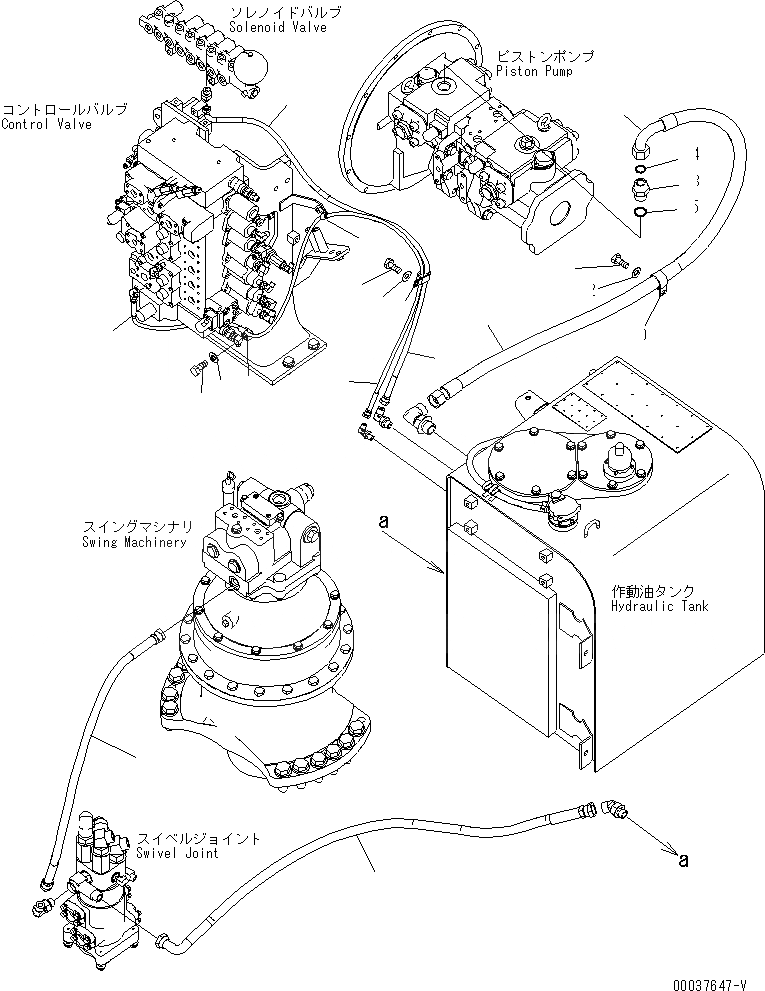 Схема запчастей Komatsu PC350-7E0 - ВОЗВРАТН. ЛИНИИ ГИДРАВЛИКА