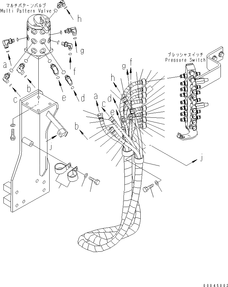 Схема запчастей Komatsu PC350-7E0 - MULTI PATTERN КЛАПАН (ШЛАНГИ И КРЕПЛЕНИЕ) ( WAY) ГИДРАВЛИКА