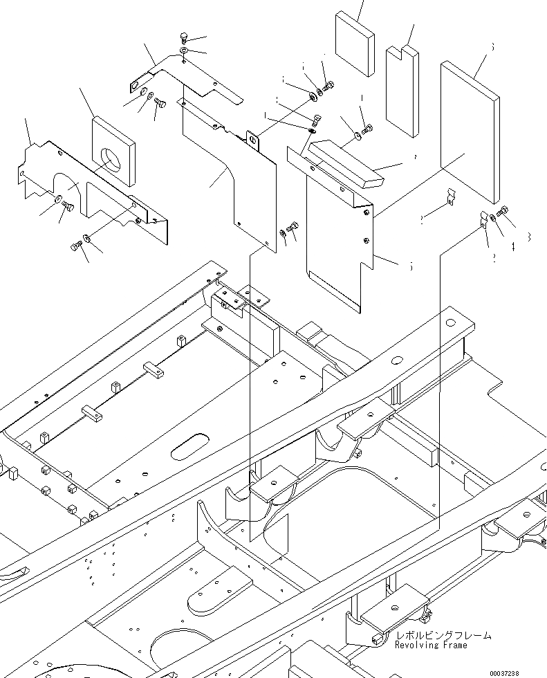 Схема запчастей Komatsu PC350-7E0 - ПЕРЕГОРОДКА. (КАБИНА) (ОТСЕК ДВИГАТЕЛЯ ПЕРЕДН.) ЧАСТИ КОРПУСА