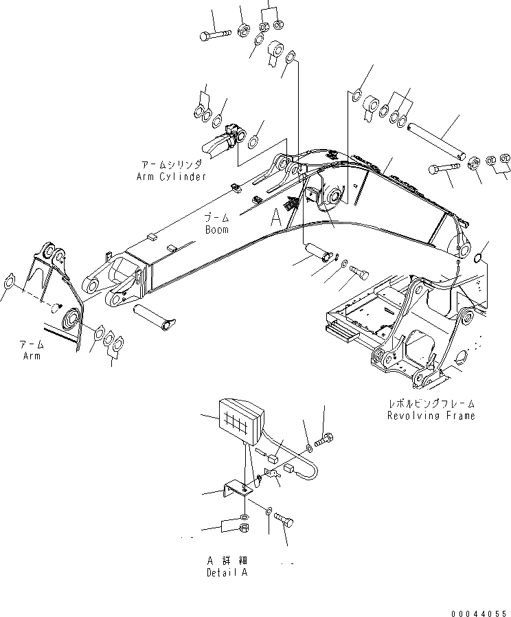 Схема запчастей Komatsu PC350-7E0 - СТРЕЛА (ПАЛЕЦ ЦИЛИНДРА И ЛАМПА РАБОЧ. ОСВЕЩЕНИЯ) ( ЧАС. СИСТ. СМАЗКИ ТИП) РАБОЧЕЕ ОБОРУДОВАНИЕ