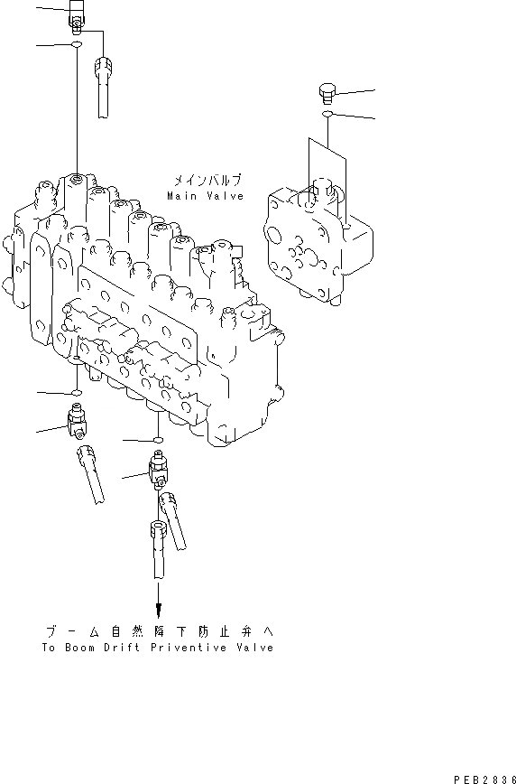 Схема запчастей Komatsu PC350-6Z - ОСНОВН. КЛАПАН (ЗАГЛУШКА)(№-999) ГИДРАВЛИКА