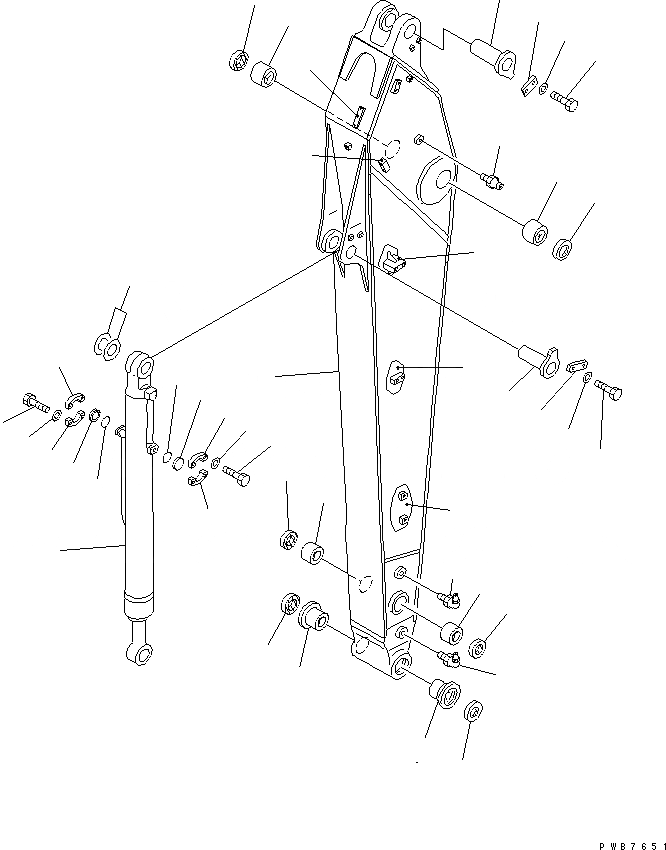 Схема запчастей Komatsu PC350-6 - РУКОЯТЬ (.M) (УСИЛ.) (РУКОЯТЬ И ЦИЛИНДР КОВША) (ДЛЯ ДОПОЛН.ТРУБЫ) (ДЛЯ COMPONENT)(№9-) РАБОЧЕЕ ОБОРУДОВАНИЕ