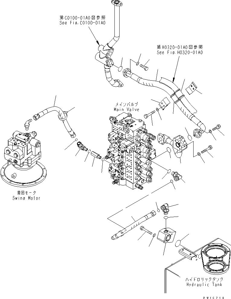 Схема запчастей Komatsu PC350-7-AA - ВОЗВРАТНАЯ ЛИНИЯ( АКТУАТОР) ГИДРАВЛИКА
