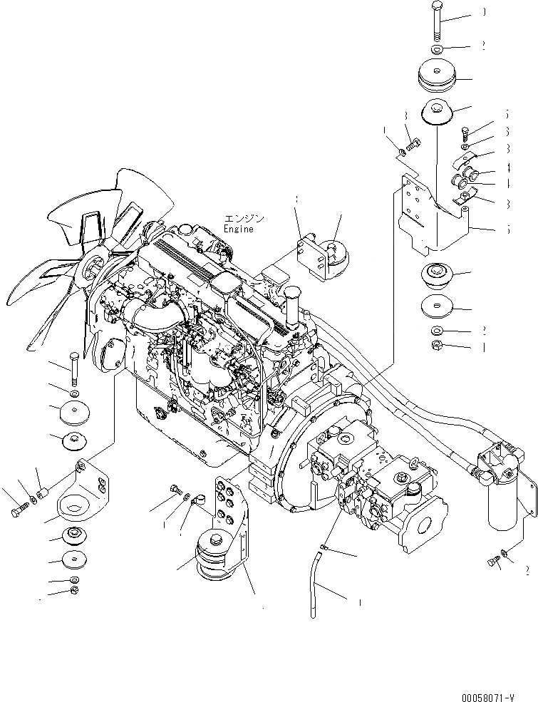 Схема запчастей Komatsu PC350-8 - КРЕПЛЕНИЕ ДВИГАТЕЛЯ(№-) КОМПОНЕНТЫ ДВИГАТЕЛЯ