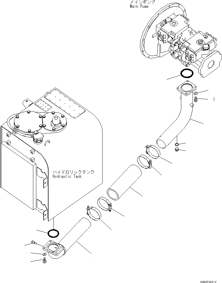 Схема запчастей Komatsu PC350-8 - ВСАСЫВ. ЛИНИЯ(№-) ГИДРАВЛИКА