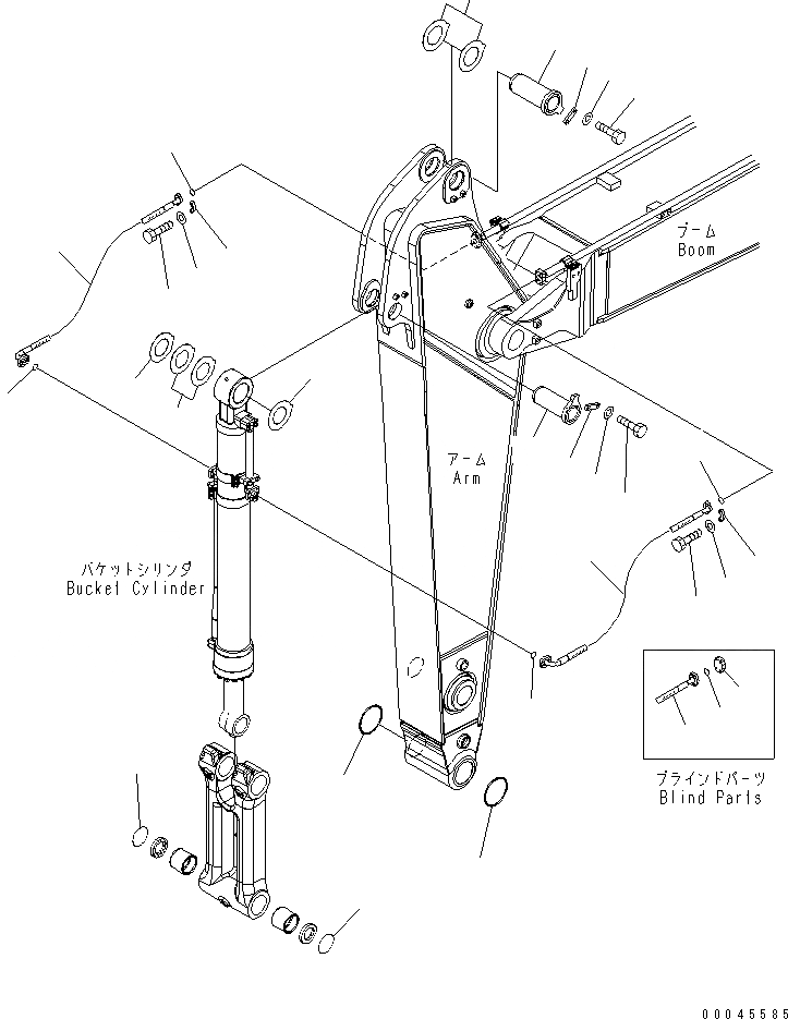 Схема запчастей Komatsu PC350-8 - РУКОЯТЬ (.M И .M) (ПАЛЕЦ ПАТРУБКИ ЦИЛИНДРА КОВША) ( ЧАС. СИСТ. СМАЗКИ ТИП)(№-) РАБОЧЕЕ ОБОРУДОВАНИЕ
