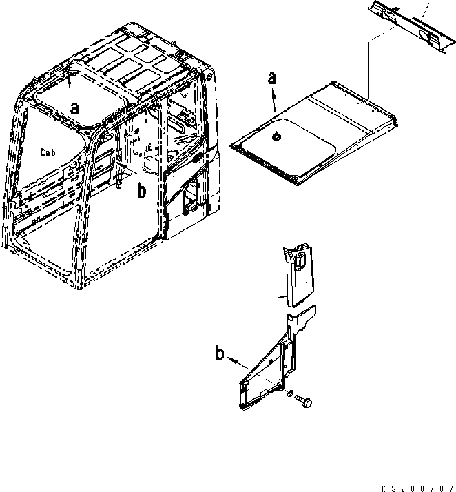 Схема запчастей Komatsu PC350LC - КРЫША ЗАДН. КРЫШКА (№K7-) 