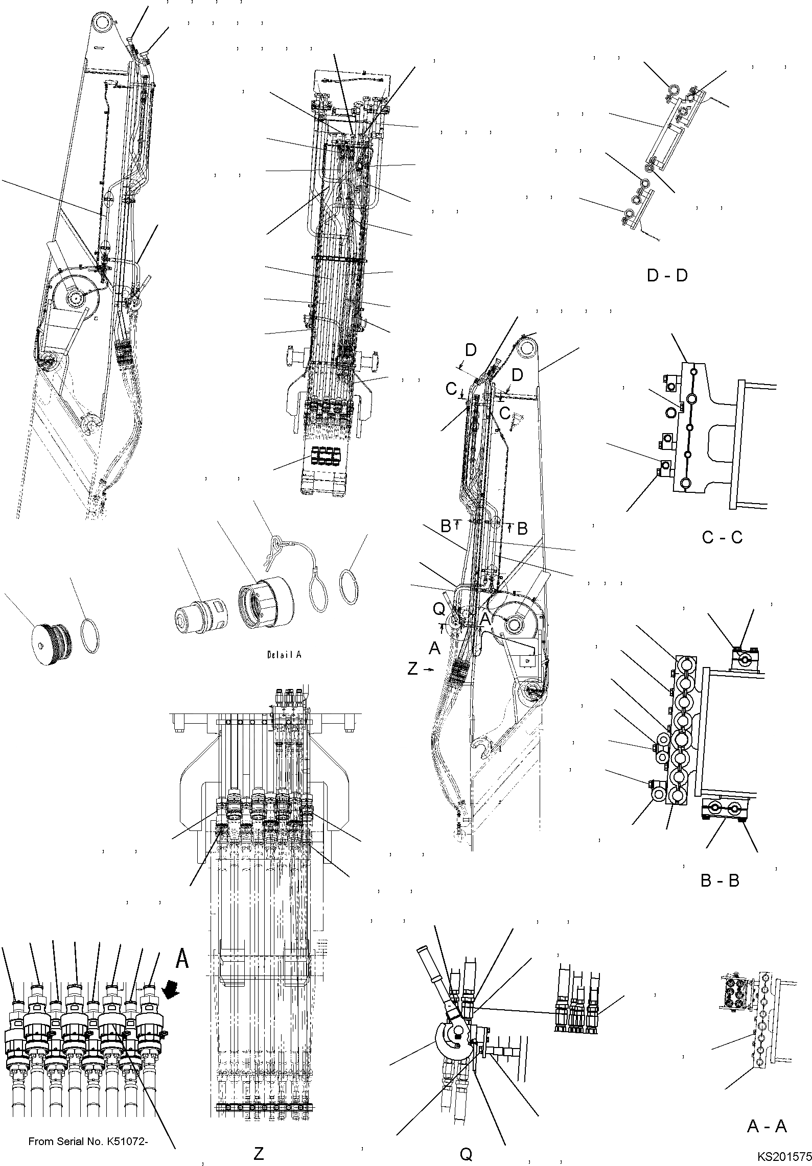 Схема запчастей Komatsu PC350LC - 1-Я СТРЕЛА В СБОРЕ 