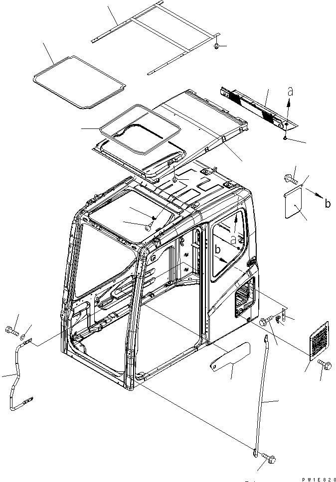 Схема запчастей Komatsu PC350LC-7 - КАБИНА (АКСЕССУАРЫ) (БЕЗ КОНДИЦ. ВОЗДУХА) (КАРЬЕРН. СПЕЦИФ-Я)(№-) КАБИНА ОПЕРАТОРА И СИСТЕМА УПРАВЛЕНИЯ