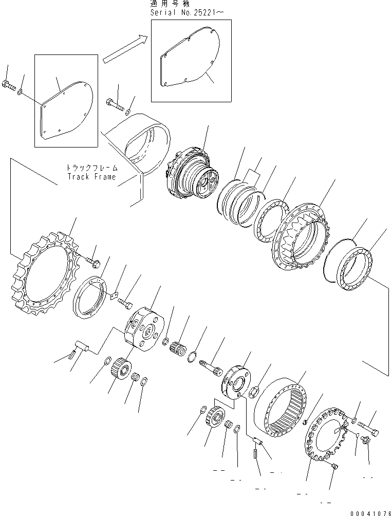 Схема запчастей Komatsu PC350LC-7 - КОНЕЧНАЯ ПЕРЕДАЧА(№-) НИЖНЯЯ ГИДРОЛИНИЯ И ЛИНИЯ ХОДА