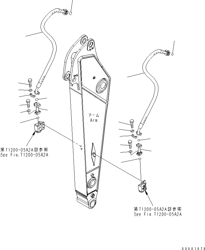 Схема запчастей Komatsu PC350LC-7 - РУКОЯТЬ (.M) (ДОПОЛН. ГИДРОЛИНИЯ) РАБОЧЕЕ ОБОРУДОВАНИЕ