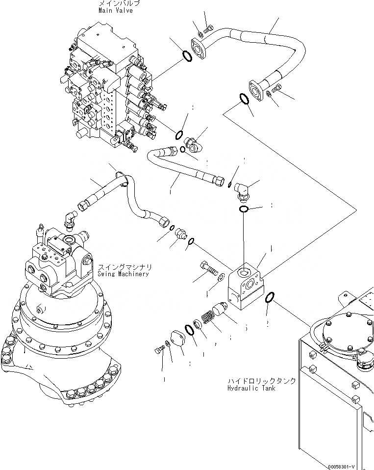 Схема запчастей Komatsu PC350LC-8 - ВОЗВРАТНАЯ ЛИНИЯ(№K-) H ГИДРАВЛИКА