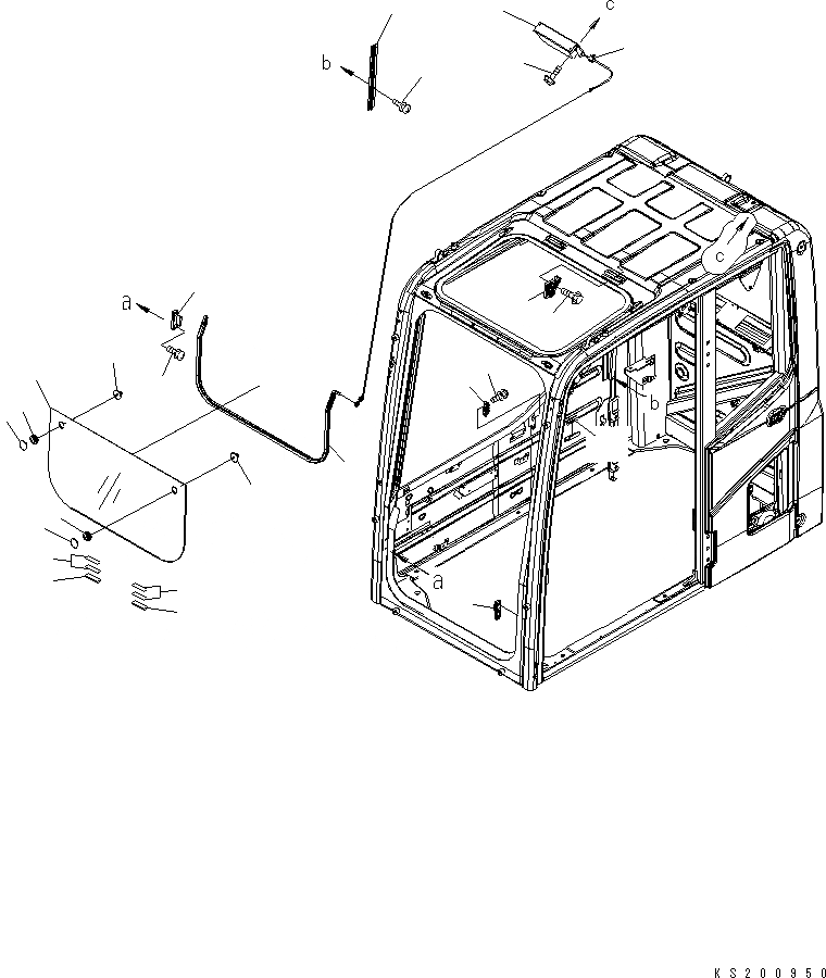 Схема запчастей Komatsu PC350LC-8 - OPERATORґS КАБИНА (ПЕРЕДН. НИЖН. ОКНА) K OPERATORґS ОБСТАНОВКА И СИСТЕМА УПРАВЛЕНИЯ