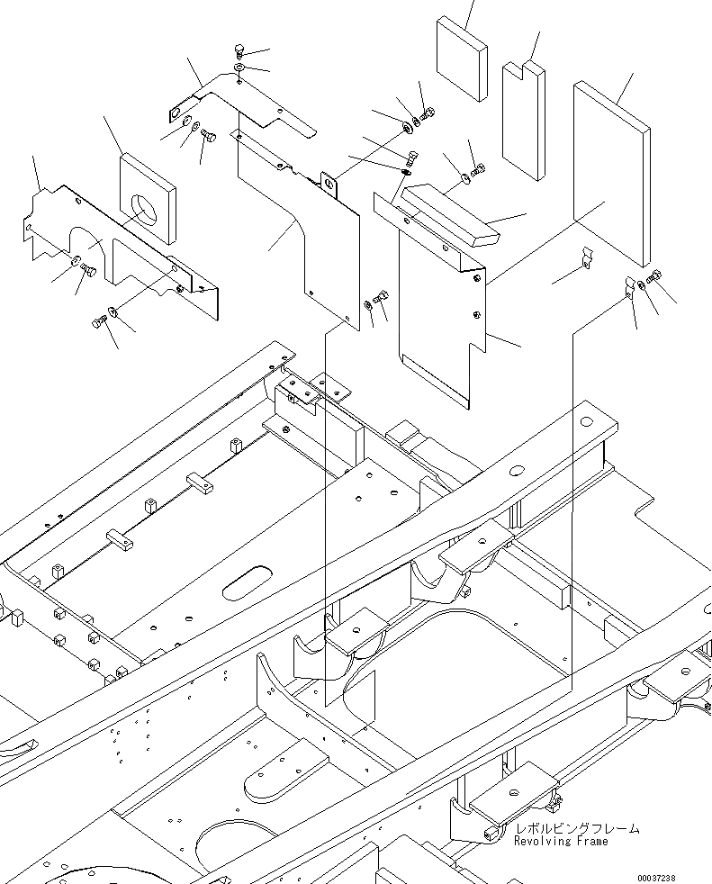 Схема запчастей Komatsu PC350LC-8 - ПЕРЕГОРОДКА. (КАБИНА) (ОТСЕК ДВИГАТЕЛЯ ПЕРЕДН.) (№K-K9) M ЧАСТИ КОРПУСА