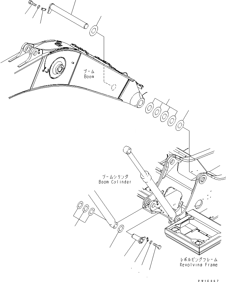 Схема запчастей Komatsu PC350LC-7E0 - ПАЛЕЦ СТРЕЛЫ( ЧАС. СИСТ. СМАЗКИ ТИП) ОСНОВНАЯ РАМА И ЕЕ ЧАСТИ