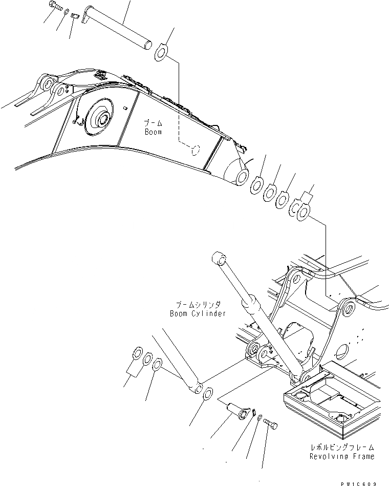 Схема запчастей Komatsu PC350LC-7-BA - СТРЕЛА НИЖН. ПАЛЕЦ ОСНОВНАЯ РАМА И ЕЕ ЧАСТИ