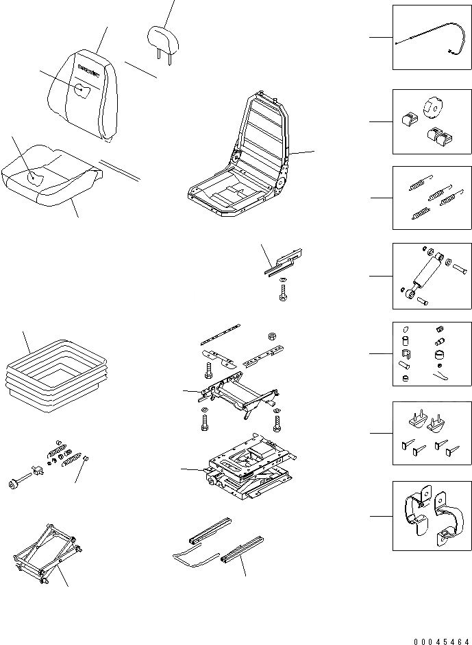 Схема запчастей Komatsu PC350LC-8 - СИДЕНЬЕ ОПЕРАТОРА В СБОРЕ (ПОДВЕСКА)(№-) ОСНОВН. КОМПОНЕНТЫ И РЕМКОМПЛЕКТЫ