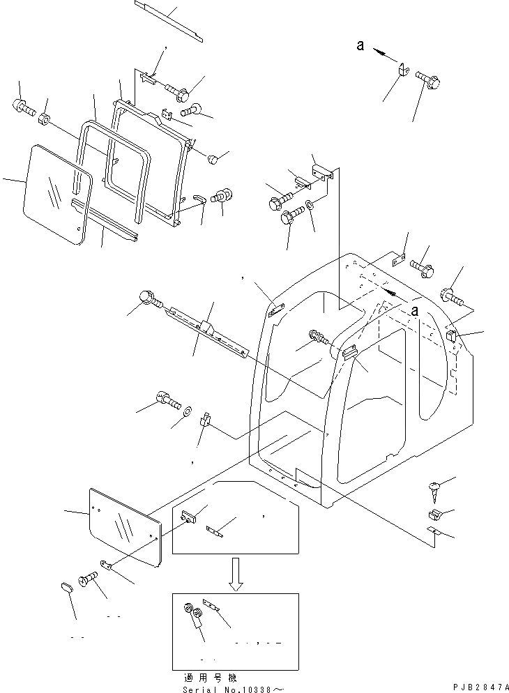 Схема запчастей Komatsu PC350LC-6Z - КАБИНА (ПЕРЕДН. ОКНА) (ПРОЗРАЧН. КРЫША)(№-999) ОСНОВН. КОМПОНЕНТЫ И РЕМКОМПЛЕКТЫ