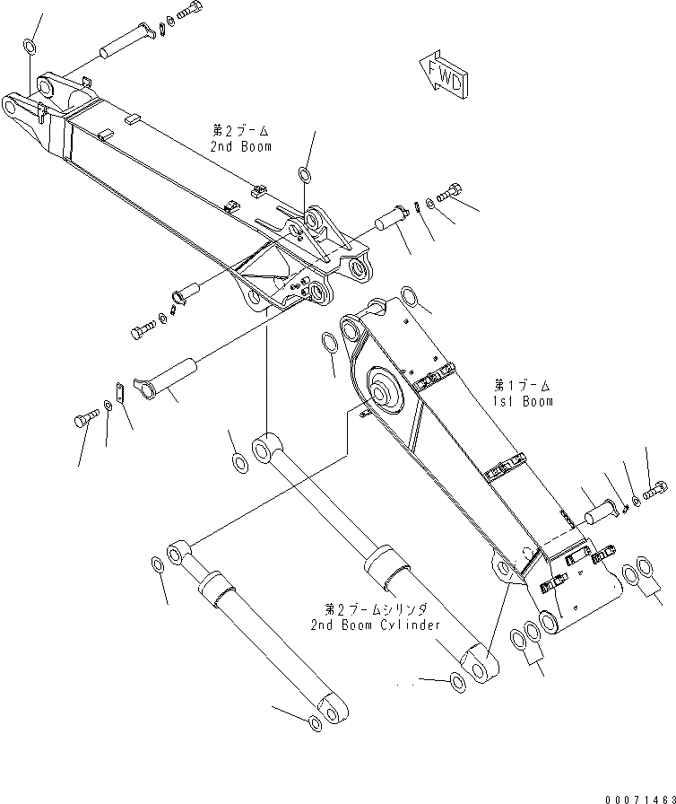 Схема запчастей Komatsu PC350NLC-8 - 2-СЕКЦИОНН. СТРЕЛА (СОЕДИНЕНИЕ ПАЛЕЦ) T РАБОЧЕЕ ОБОРУДОВАНИЕ