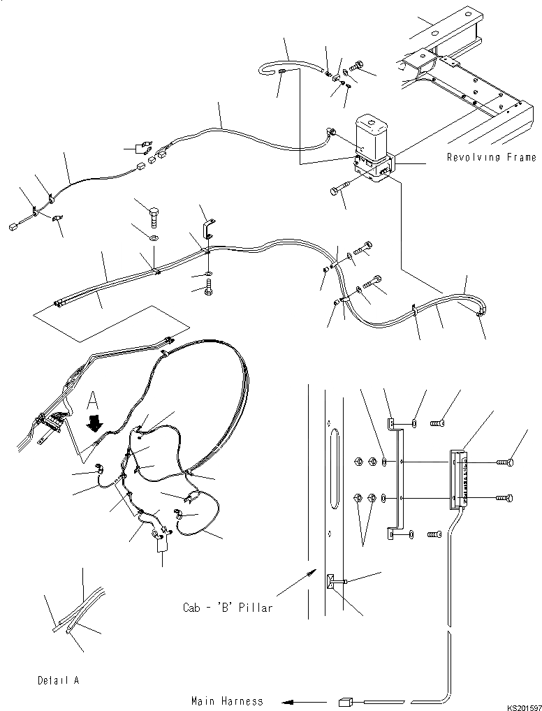Схема запчастей Komatsu PC350LC-8 SUPER LONG FRONT - ОСНОВ. MACHINE АВТОМАТИЧ. СМАЗ. ЧАСТИ 