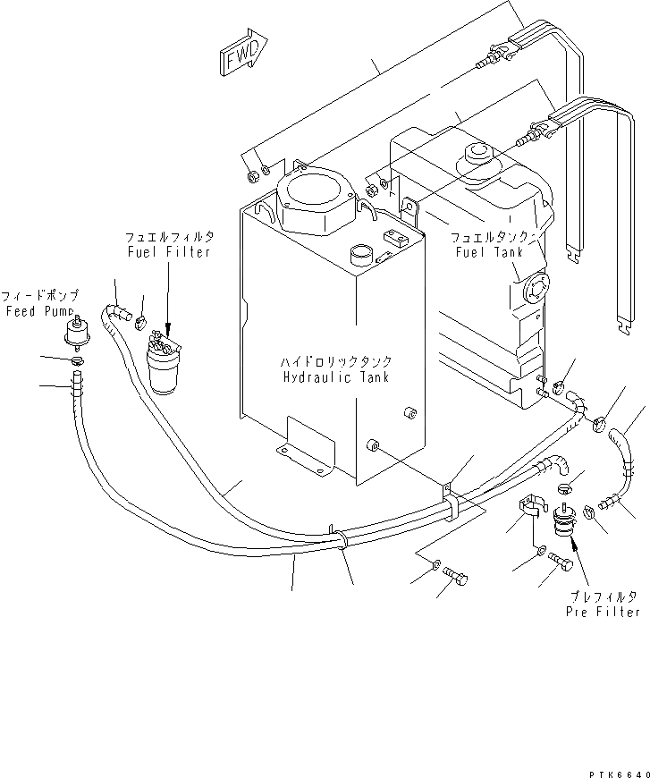 Схема запчастей Komatsu PC35MR-1 - ТОПЛИВН. ЛИНИЯ ТОПЛИВН. БАК. AND КОМПОНЕНТЫ