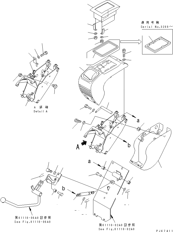 Схема запчастей Komatsu PC35MR-1 - ОСНОВН. КОНСТРУКЦИЯ (КОНСОЛЬН. БЛОК И РЫЧАГ ПРАВ. /) (ДЛЯ ONE TOUCH DECEL) КАБИНА ОПЕРАТОРА И СИСТЕМА УПРАВЛЕНИЯ