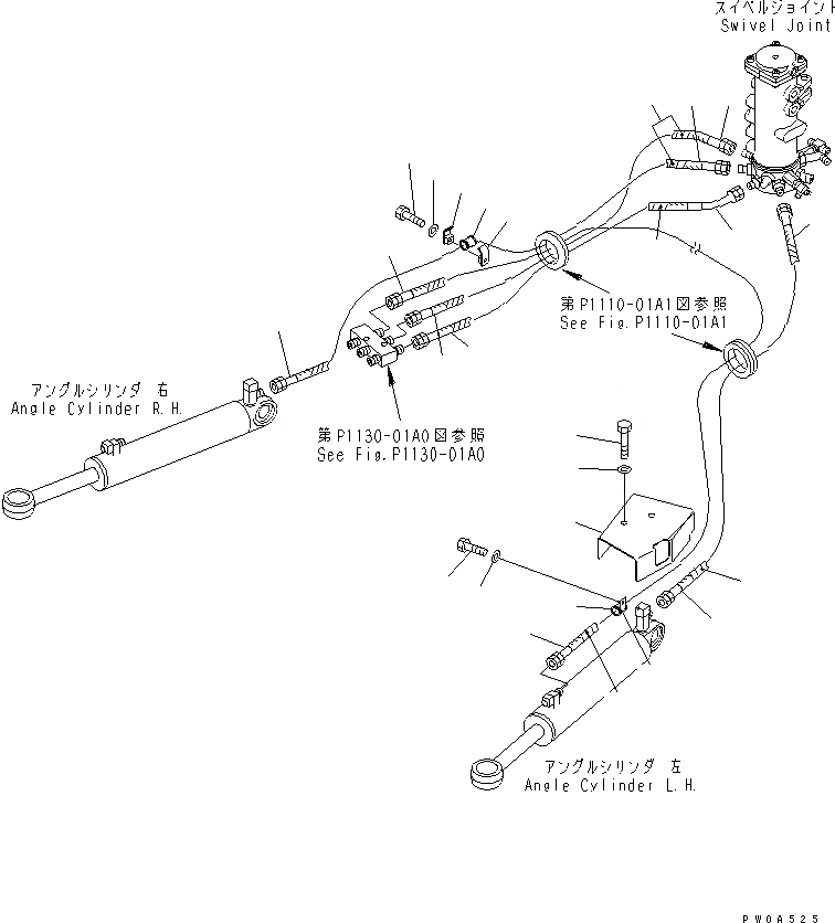 Схема запчастей Komatsu PC35MR-1 - ПОВОРОТН. ОТВАЛ С ИЗМ. УГЛОМ ЛИНИЯ (НИЖН.) (/) НИЖНЯЯ ГИДРОЛИНИЯ И ЛИНИЯ ХОДА