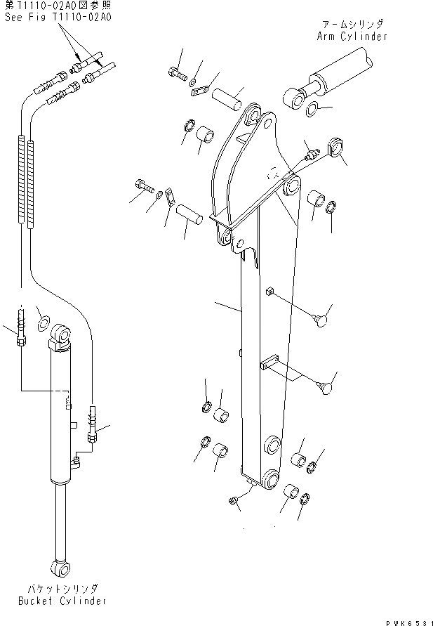 Схема запчастей Komatsu PC35MR-1 - РУКОЯТЬ (ДЛЯ MULTIPLE CПОДВЕСН. КРОНШТЕЙН) РАБОЧЕЕ ОБОРУДОВАНИЕ