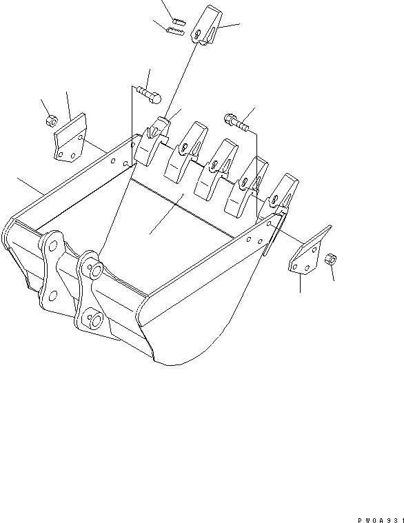 Схема запчастей Komatsu PC35MR-1 - КОВШ¤ .M (MINI .M) 7MM ШИР. (ВЕРТИКАЛЬН. ПАЛЕЦ) РАБОЧЕЕ ОБОРУДОВАНИЕ